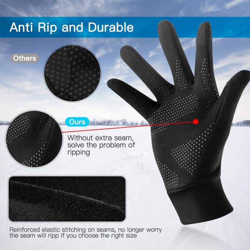Unigear Running Gloves, Touch Screen Anti-Slip Lightweight Gloves Liners for Cycling Biking Sporting Driving for Men Women (Medium) - Image 4